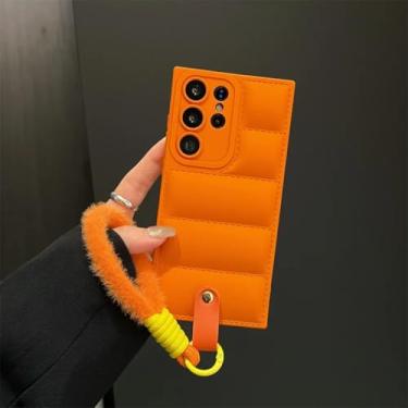 Imagem de Capa com cordão para Samsung Galaxy S24 S23 S25 Ultra S22 Plus S21 S20 Fe A54 A55 A15 A34 (para S25 Plus/Laranja)