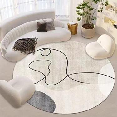 Imagem de Tapete redondo de estilo moderno, lavável à máquina, tapete circular macio para sala de estar, quarto, tapete redondo, interior, chique, A, diâmetro 160 cm
