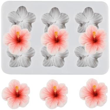 Imagem de MYPRACS Molde de silicone para fondant de hibisco para decoração de bolo de açúcar topo de cupcake pasta de goma de chocolate argila de polímero