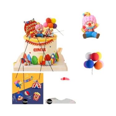 Imagem de Topo De Bolo Temático De Circo Palhaço Leão Elefante Leão Marinho Mági