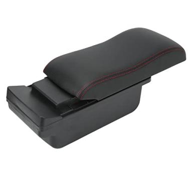Imagem de Generic Organizador de Apoio de Braço do Console Central Alça Suave Operação Suave Superfície Preta Linha Vermelha Console de Carro Caixa de Apoio de Braço Armazenamento Arrumado Com Almofada de