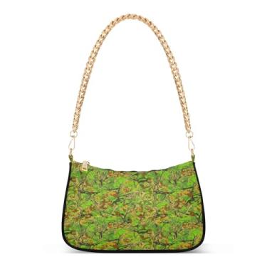 Imagem de Bolsa de ombro vintage verde abstrata, bolsa feminina Hobo Tote com grande capacidade, bolsa clutch elegante para noite e festa