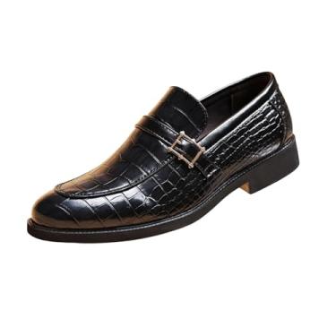 Imagem de Tênis masculino fashion casual verão cor sólida negócios formal sola macia sapatos de couro, Preto, 42