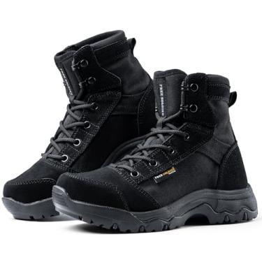 Imagem de FREE SOLDIER Bota feminina tática de combate de 15 cm, leve, durável, confortável, para trabalho, Preto, 38