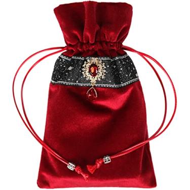 Imagem de DOARLUO Milky Way Galaxy Tarot Cards Fabric Bag 5 x 8 Inch Jewelry Pouch Tarot Card Bag Dice Bag Pouch Dungeons and Dragons Accessories, Runes & Jewelry I Travel & Gift Bag (Red)