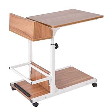 Imagem de Mesa lateral, mesa de escrivaninha, portátil, ajustável, para laptop, quarto, armazenamento removível, pequena mesa lateral para sofá, mesa de escritório em 3 cores (carvalho antigo) (carvalho antigo)