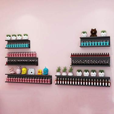 Imagem de Prateleiras de metal para armazenamento de esmaltes de parede, prateleira de esmalte de metal e óleos essenciais/suporte de potes de especiarias de cozinha, bordas flutuantes para montagem na parede