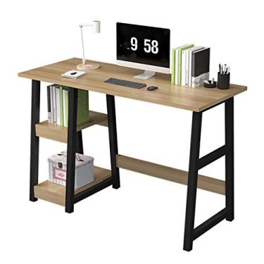Imagem de Mesa de computador com prateleiras de armazenamento inferior, mesa de escritório moderna e resistente, mesa de estudo, mesa de laptop para escritório em casa. (D 80 x 45 x 75 cm)