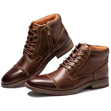 Imagem de Arkbird Bota social masculina, couro legítimo, clássica, casual, tornozeleira com zíper lateral, Café vermelho (889), 40