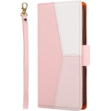 Imagem de MURVE Capa para iPhone 11/11Pro/11Pro Max, capa de telemóvel carteira flip de couro de alta qualidade com capa flip magnética e recurso de suporte com suporte para cartão (cor: rosa, tamanho: 11)