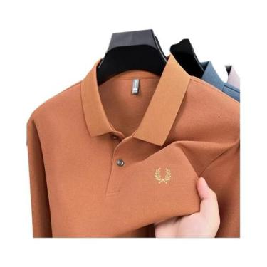 Imagem de Camisa Polo Masculina De Algodão De Alta Qualidade Com Manga Longa Mod