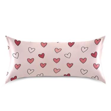 Imagem de Wassud Fronha de cetim simples corações para cabelo e pele fronhas de seda lisa king size respiráveis com fecho de envelope