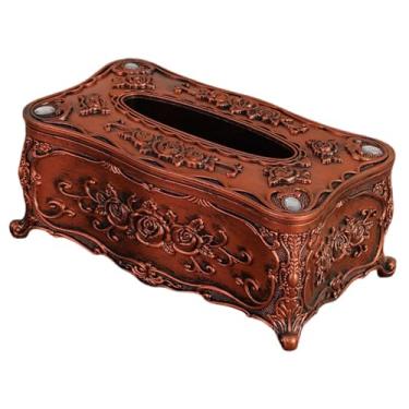 Imagem de WeiLaiKeQi Porta-lenços retangular com capa, organizador de papel toalha, ideal para decoração e presentes. Caixa multiuso para banheiros e lavabos, Marrom Avermelhado