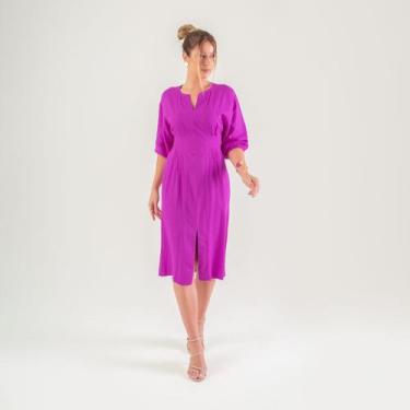 Imagem de Vestido susie midi manga 3/4 feminino - Susie Modas, Roxo, M, 10 unida