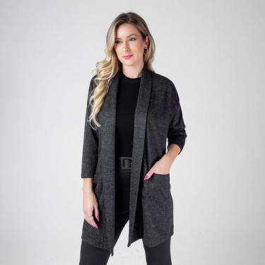 Imagem de Cardigan susie manga 3/4 feminino - Susie Modas, Preto, M, 10 unidades