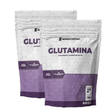 Imagem de 2x Glutamina em Pó 100% L-glutamina New Nutrition 1kg, Sem Sabor
