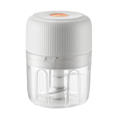 Imagem de Cortador de alimentos elétrico de 250 ml, USB, mini picador de legumes, picador de alho, cebola, processador de alimentos pequeno portátil (branco)