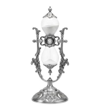 Imagem de GOVNPJ Temporizador de ampulheta, temporizador de areia de 15 minutos com base de liga medieval, ampulheta vintage para decoração de escritório, coleção de presente