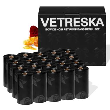 Imagem de VETRESKA Sacos para cocô de cachorro, à prova de vazamento, sacos de lixo de animais de estimação extra grossos e grandes para passear com cães e areia de gato, aroma de rosa e mel, 300 sacos