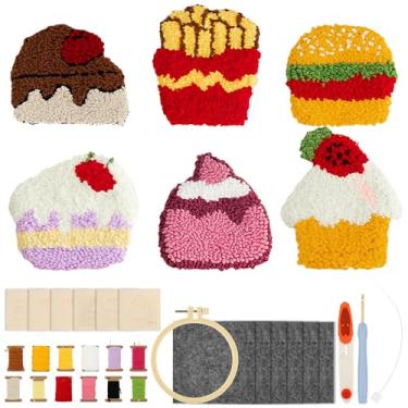 Imagem de Kits de agulhas de punção adulto iniciante, 6 argolas e fio dental de lona pré-impressas, almofada de feltro autoadesiva, passador, caneta e tesoura, kit de bordado com imagem de referência (estilo 3)