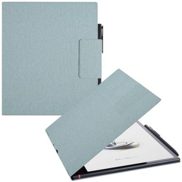 Imagem de BOZHUORUI Capa magnética para tablet Boox Note Air 5 C ePaper (26.2 cm, lançado em 2025) | Design de fivela de caneta | com hibernar/despertar automático | fina e leve | capa de couro PU (verde sálvia
