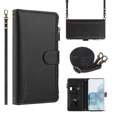 Imagem de Asuwish Capa de telefone para Samsung Galaxy S20 5G 6,2 polegadas capa carteira com protetor de tela de vidro temperado transversal flip zíper suporte para cartão de crédito celular S 20 20S UW S2O G5