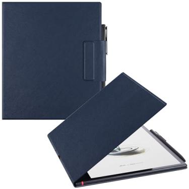 Imagem de BOZHUORUI Capa magnética para tablet Boox Note Air 5 C ePaper (26.2 cm, lançado em 2025) | Design de fivela de caneta | com hibernar/despertar automático | fina e leve | capa de couro PU (azul escuro)