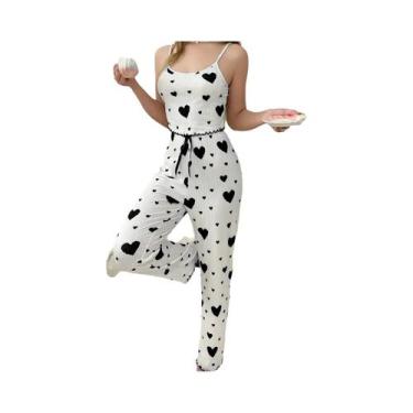 Imagem de Conjunto De Pijamas plus Size Para Mulheres Com Estampa De Coração Bra
