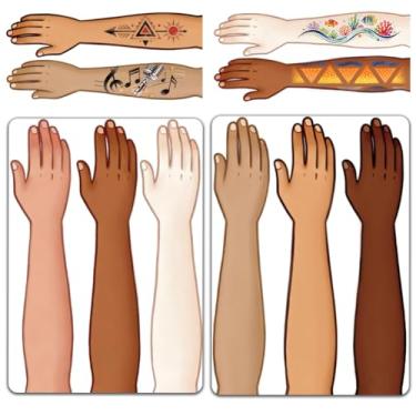 Imagem de DELORIGIN 2 peças quadro de prática de pintura de braço tamanho A4 reutilizável quadro de prática de pintura de maquiagem palco ferramenta de exercícios faciais, suprimentos de pintura facial para