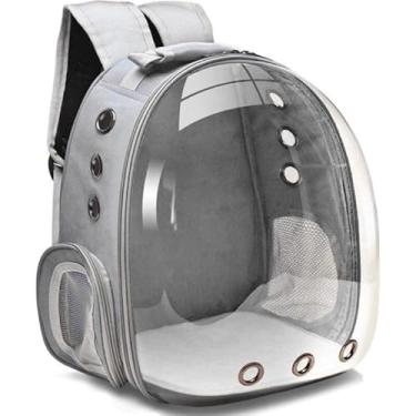 Imagem de Mochila Panorâmica Pet – Mochila Espacial para Cachorro e Gato com Visor Bolha - Passeio, Viagem, Pet Shop(Cinza)