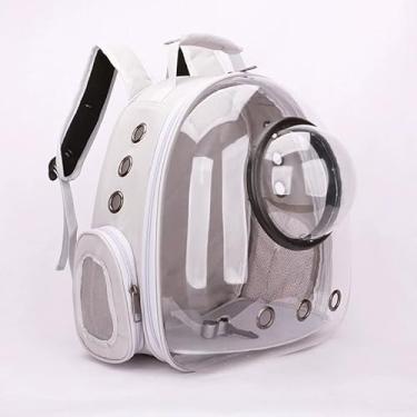 Imagem de Mochila Pet Transparente: Visão Panorâmica – Transporte Gato/Cachorro – Confortável e Prática para Deslocamentos(WG891 Cinza)