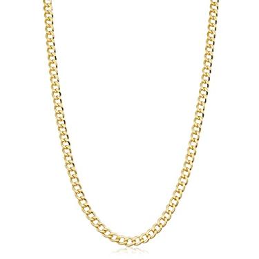 Imagem de Colar masculino Kooljewelry 14 k ouro amarelo preenchido 4 mm alto polido Miami Cuban Curb Link