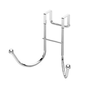 Imagem de YBM HOME Gancho duplo cromado prateado sobre a porta, 2 ganchos de aço inoxidável para pendurar roupas, toalhas, bolsas, casacos, pacote com 1, 2563