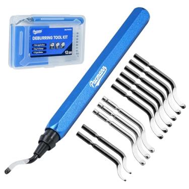 Imagem de Pacmann Ferramenta de rebarbação com 11 lâminas de aço de alta velocidade, ferramenta de rebarbação de cabeça rotativa de 360 graus para impressão 3D, metal, aço inoxidável, resina, tubos de PVC