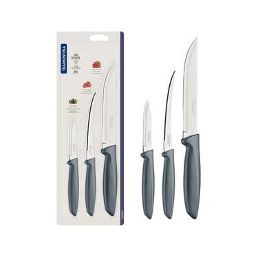 Imagem de Conjunto de Facas Tramontina Plenus em Aço Inox - Cinza - 3 Peças