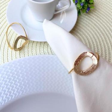 Imagem de 06 Anel Porta Guardanapo Argola Mesa Posta Casamento Elo Dourado