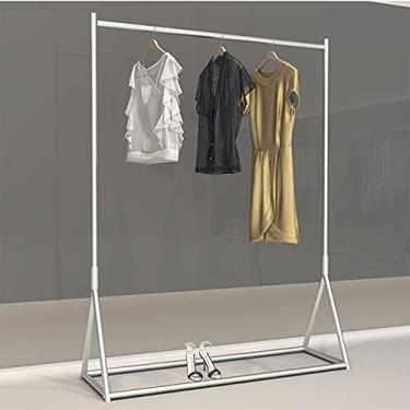 Imagem de Prateleiras de exibição de roupas, cabides de ferro de piso, cabides abertos para casa, salas de exposição, prateleiras de secagem de varanda, estáveis e práticos, prata (150 × 40 × 150 cm)