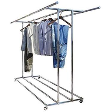 Imagem de 3FLQOOPP Secador de ar de roupas elétrico aquecido em aço inoxidável Airer de asa dobrável para varanda Airer móvel 220 cm x 159 cm x 60,5 cm aço inoxidável simples