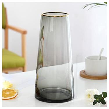 Imagem de URGDWEKJY Vaso de vidro reto transparente do chão ao teto vasos cilíndricos para centros de mesa vasos de flores transparentes (B)