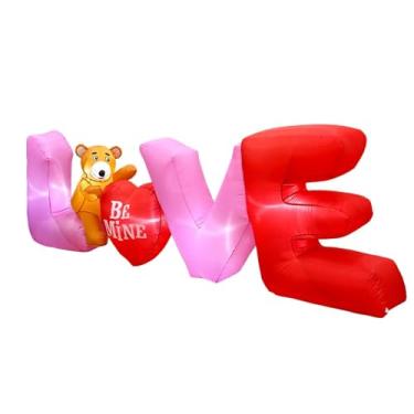 Imagem de Fancyes Decoração inflável de Dia dos Namorados de 2,7 metros para exteriores: Letras do Amor com um lindo urso iluminado por LED, perfeitas para um pedido de