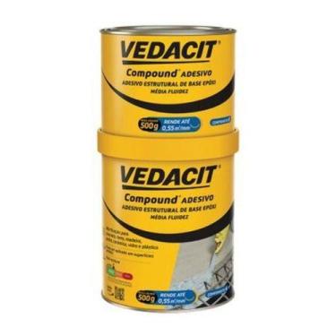 Imagem de Compound Adesivo Estrutural Cola Ferro Concreto 1kg Vedacit, Transpare