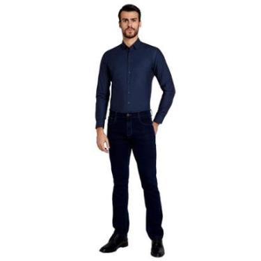 Imagem de Camisa Dudalina Masculina Milano Tricoline Lisa Azul Marinho-Masculino