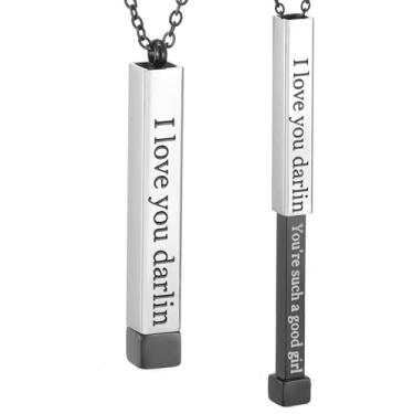 Imagem de SKQIR Be Kind of a B Colares femininos com mensagem oculta para melhores amigas irmãs, presentes inspiradores engraçados, colares com pingente de barra vertical, joias, presentes para mulheres, Aço