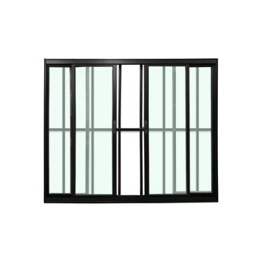 Imagem de Janela de Correr 4 Folhas com Grade de Alumínio Preto 100x120 - Brecor