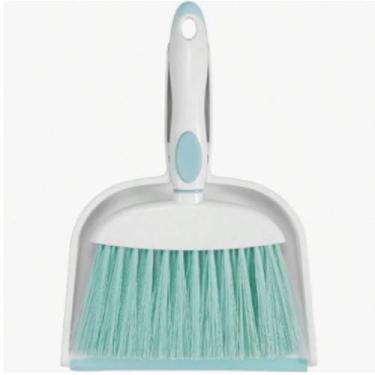 Imagem de Conjunto de frigideira e escova pequena, conjunto de mini vassoura e pá de lixo para limpeza doméstica, gavetas e sofás de mesa, branco e verde