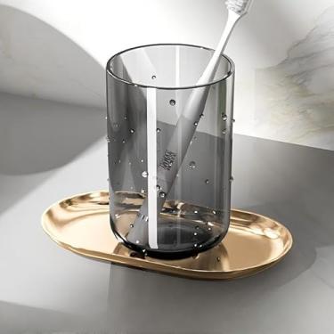 Imagem de Copo de enxágue para banheiro, suporte de escova de dentes de plástico inquebrável com textura de bolha, recipiente leve para enxaguante bucal, uso diário, organizador de bancada, acessório de