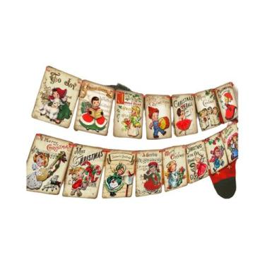 Imagem de Banner Retro Vintage Para Festa De Natal, Guirlanda De Papai Noel E Ba