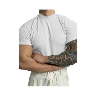 Imagem de Camiseta Masculina De Gola Alta Com Listras Para Primavera E Verão, Ma
