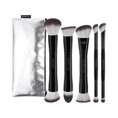 Imagem de Pincéis De Maquiagem De Ponta Dupla 5 Peças Para Base, Corretivo E Cre