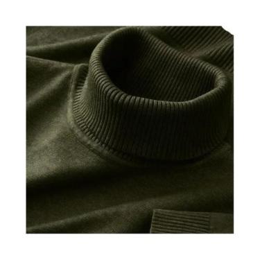 Imagem de Suéter Masculino De Tricô Gola Alta Para Outono/Inverno, Cor Sólida, R